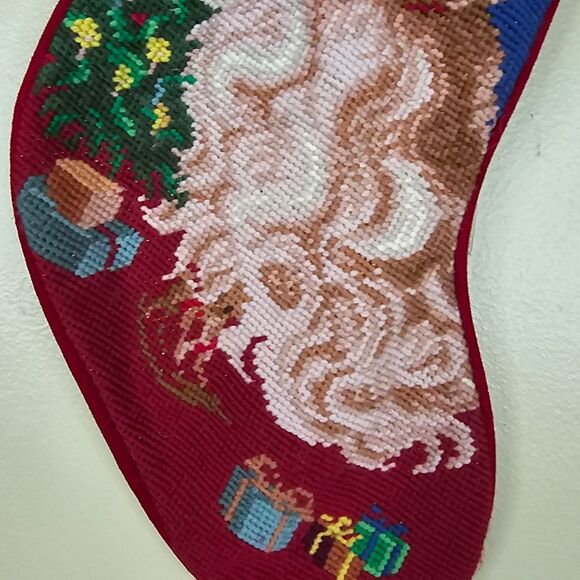 Needle point christmas stocking santa - Picture 3 of 4